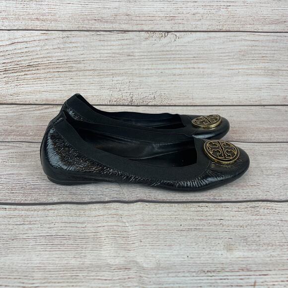 Tory Burch Caroline Womens Sz 5M Ballet Flats Black Patent Leather - Picture 7 of 12